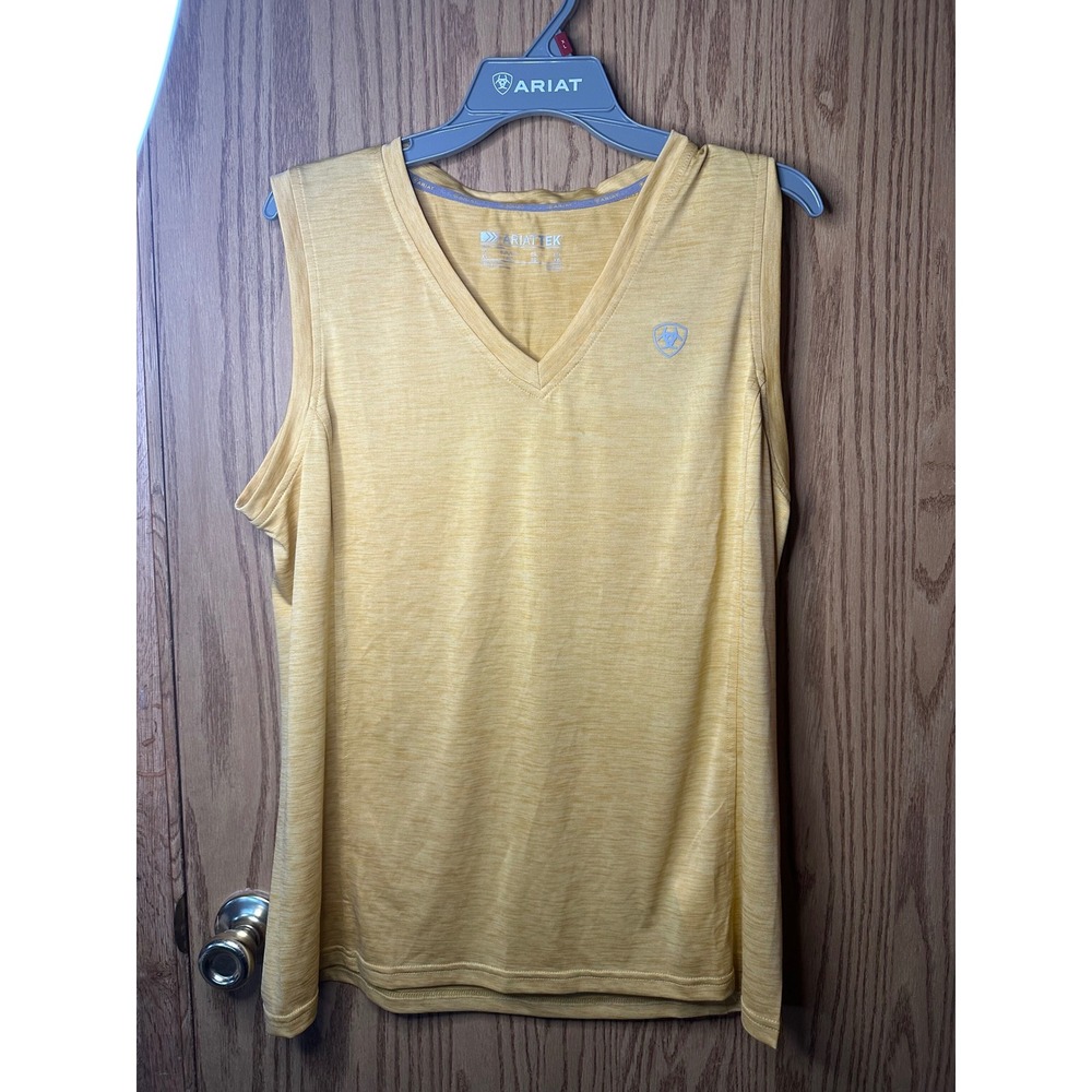AriatTek  Laguna Women's Yellow V-Neck Sleeveless Tank Top Moisture Wicking XL